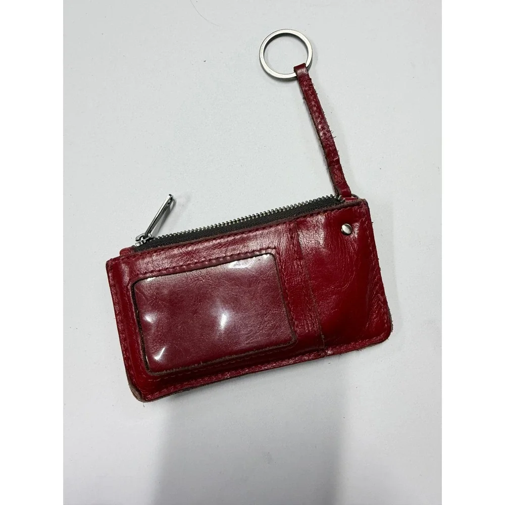 Patricia Nash Oxblood Red Leather Coin Purse ID Holder Key Ring Wallet
